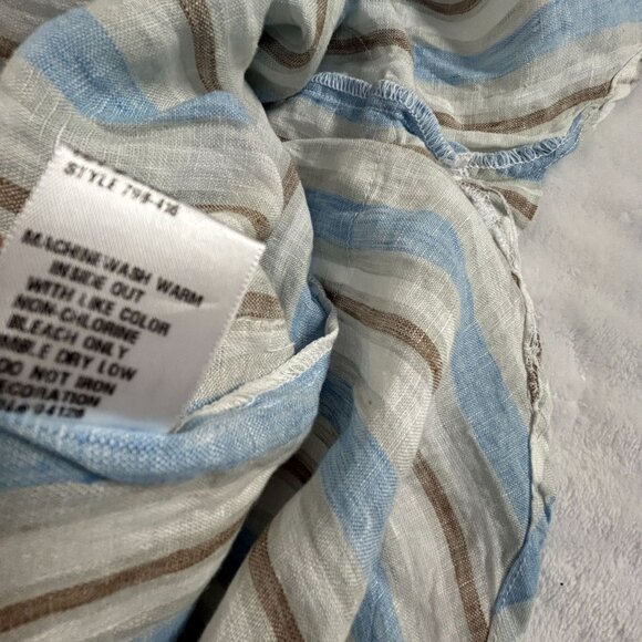 CP Shades Womens Striped Linen Tunic Dress Top Large Blue/Brown Pockets NWOT - Picture 5 of 8